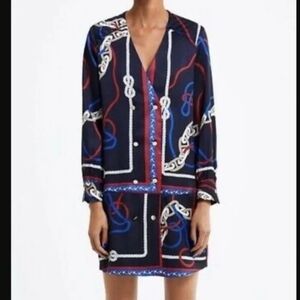 Zara Nautical Chain Print Blouse - Size S